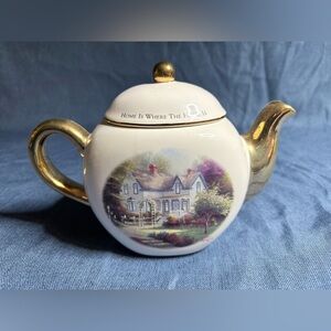Vintage Thomas Kincade Porcelain Tea Pot Teleflora Gift, Home Is Where The Heart